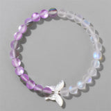 Moonstone Opal Beads Bracelet with Butterfly Charm
