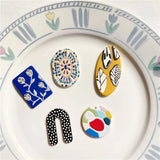 6PCS Ins Special Shaped Flower Block Polka Dot Embossed Acrylic Pendant