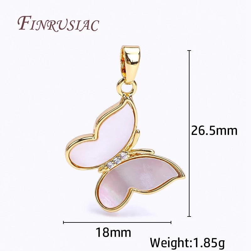 Zircon Butterfly Charms Pendants, Shell Pendants for Jewelry Making