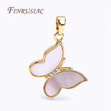 Zircon Butterfly Charms Pendants, Shell Pendants for Jewelry Making