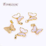 Zircon Butterfly Charms Pendants, Shell Pendants for Jewelry Making