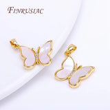Zircon Butterfly Charms Pendants, Shell Pendants for Jewelry Making