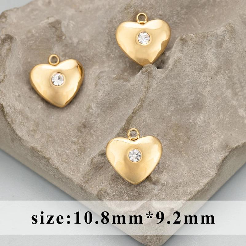 Handmade 316L Stainless Steel Zircon Charms 6pcs/lot