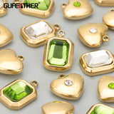 Handmade 316L Stainless Steel Zircon Charms 6pcs/lot