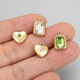 Handmade 316L Stainless Steel Zircon Charms 6pcs/lot