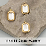 Handmade 316L Stainless Steel Zircon Charms 6pcs/lot