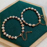 Natural Freshwater Pearl Bracelet for Women in Colorful Pink Purple