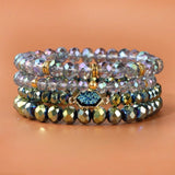 4Pcs/Set Colorful Plated Quartzs Stone Bracelets Natural Druzy Charm Men Women