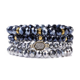 4Pcs/Set Colorful Plated Quartzs Stone Bracelets Natural Druzy Charm Men Women