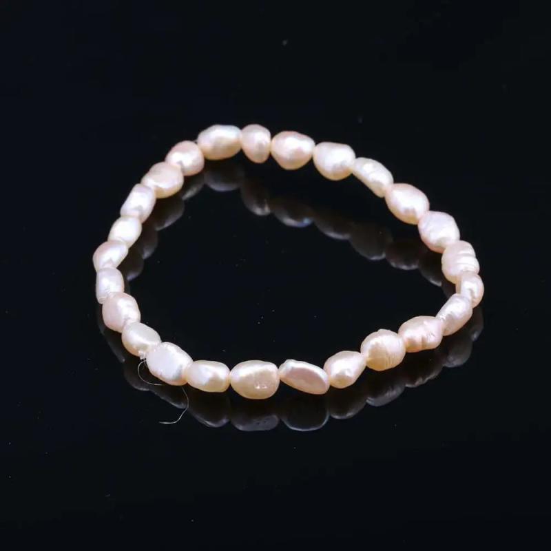 Natural Freshwater Pearl Bracelet Charms Elastic Rope 6-7mm Real Pearl Bracelets