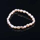 Natural Freshwater Pearl Bracelet Charms Elastic Rope 6-7mm Real Pearl Bracelets