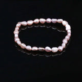 Natural Freshwater Pearl Bracelet Charms Elastic Rope 6-7mm Real Pearl Bracelets