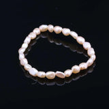 Natural Freshwater Pearl Bracelet Charms Elastic Rope 6-7mm Real Pearl Bracelets