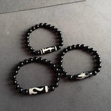Tibetan Dzi Bracelet Ruyi Nine Eyes Charm Agates Stone Strand Bracelet