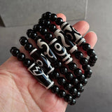 Tibetan Dzi Bracelet Ruyi Nine Eyes Charm Agates Stone Strand Bracelet