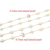 1 Meter Stainless Steel Pearl Beaded Chains DIY Jewelry Findings