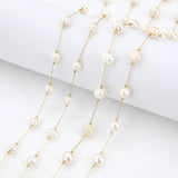 1 Meter Stainless Steel Pearl Beaded Chains DIY Jewelry Findings