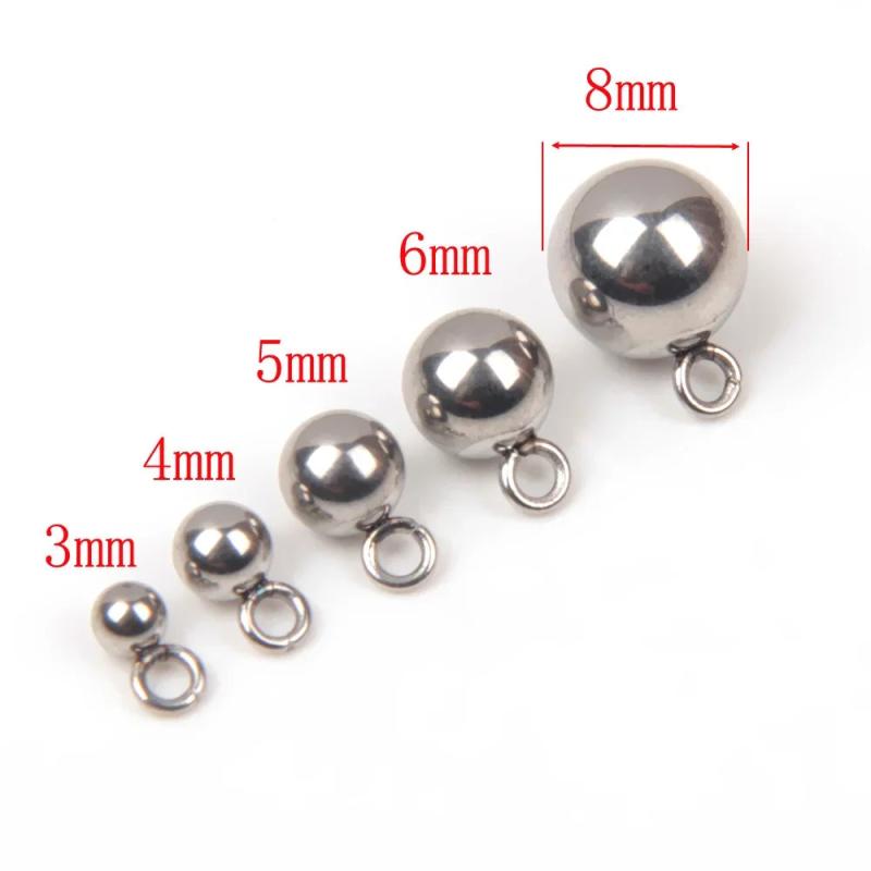 50pcs Stainless Steel Beads Solid Ball Welding Charms for Jewelry Making