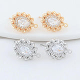 14K Plated Brass Oval Stud Earrings with Zircon