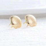 4PCS 11*11.5MM 14K Plated Shell Shape Stud Earrings