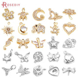 6PCS 18K Brass Heart Charms Pendants for Jewelry Making
