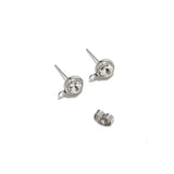 10pcs Stainless Steel Stud Earring Components with Clear Crystal Round Posts