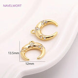 Crescent Moon Charm Zircon Inlaid C Shape Pendant for Earring Making