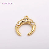 Crescent Moon Charm Zircon Inlaid C Shape Pendant for Earring Making