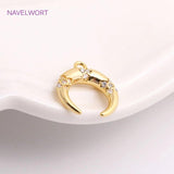 Crescent Moon Charm Zircon Inlaid C Shape Pendant for Earring Making