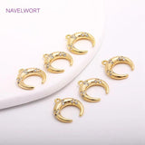 Crescent Moon Charm Zircon Inlaid C Shape Pendant for Earring Making