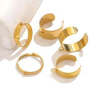 10pcs Adjustable Stainless Steel Rings Base Blank DIY Open Finger Ring