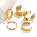 10pcs Adjustable Stainless Steel Rings Base Blank DIY Open Finger Ring