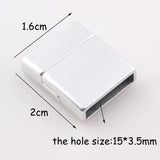 15x3mm Silver Plated Magnetic Clasp for Flat Leather Bracelets