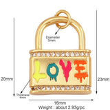 Rainbow Enamel Lock Charm Pendant, 18K Plated, Necklace Bracelet Pendant
