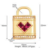 Rainbow Enamel Lock Charm Pendant, 18K Plated, Necklace Bracelet Pendant