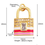 Rainbow Enamel Lock Charm Pendant, 18K Plated, Necklace Bracelet Pendant