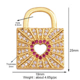 Rainbow Enamel Lock Charm Pendant, 18K Plated, Necklace Bracelet Pendant