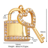 Rainbow Enamel Lock Charm Pendant, 18K Plated, Necklace Bracelet Pendant