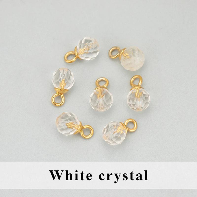 Stainless Steel Round Natural Stone Charms DIY Pendants