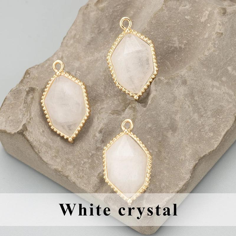 Handmade 18k Plated Copper Natural Stone Charms 2pcs
