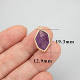 Handmade 18k Plated Copper Natural Stone Charms 2pcs