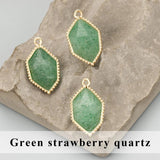 Handmade 18k Plated Copper Natural Stone Charms 2pcs