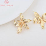 10PCS 19x24MM 24K Brass Flower Charms Pendants for Jewelry Making