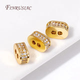 18K Plated Oval Spacer Beads with Zircon - DIY Jewelry Making Supplies