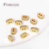 18K Plated Oval Spacer Beads with Zircon - DIY Jewelry Making Supplies