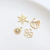 10PCS 14K Brass Snowflake Flower Pendants DIY Earring Charms