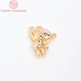 4PCS 10x16.5MM 24K Brass Zircon Small Bear Pendants DIY Jewelry Findings