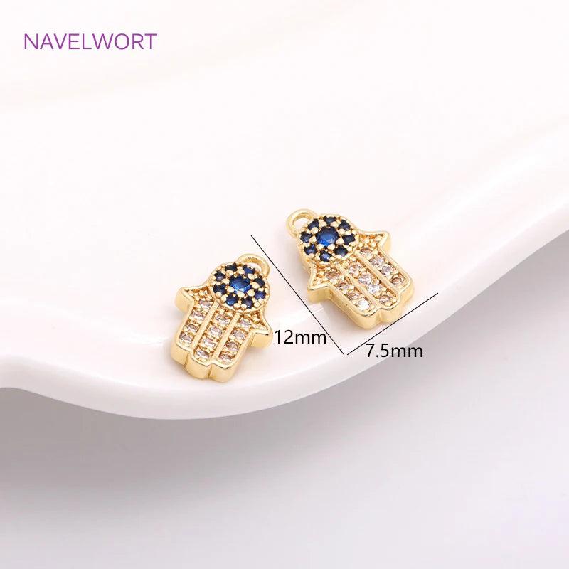 14K Plated Hamsa Hand Pendants Brass Metal For Earring Crafts DIY
