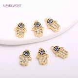 14K Plated Hamsa Hand Pendants Brass Metal For Earring Crafts DIY