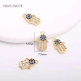 14K Plated Hamsa Hand Pendants Brass Metal For Earring Crafts DIY